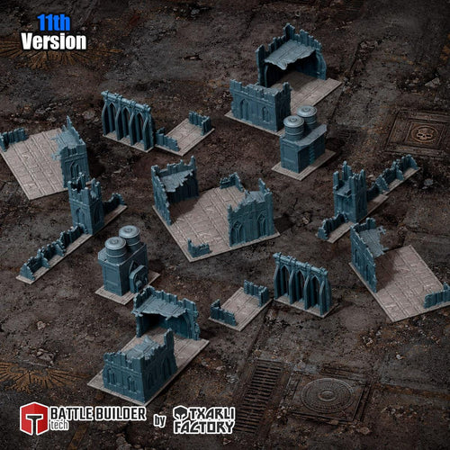 11th Edition Compatible Gothic Ruins Terrain Set - Complete Battlefield Terrain Bundle - Txarli Factory - Sigmarite Boutique