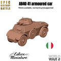 AB40 Armored Car - Italian WWII Recon Vehicle - 3D Printed Resin Miniatures in 6mm, 10mm, 15mm, and 20mm Scale - Eskice Miniatures - Sigmarite Boutique