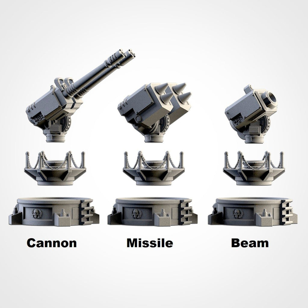 Anti-Aircraft Weapons - Scifi Terrain - 3D Printed PLA Plastic - Sigmarite Boutique