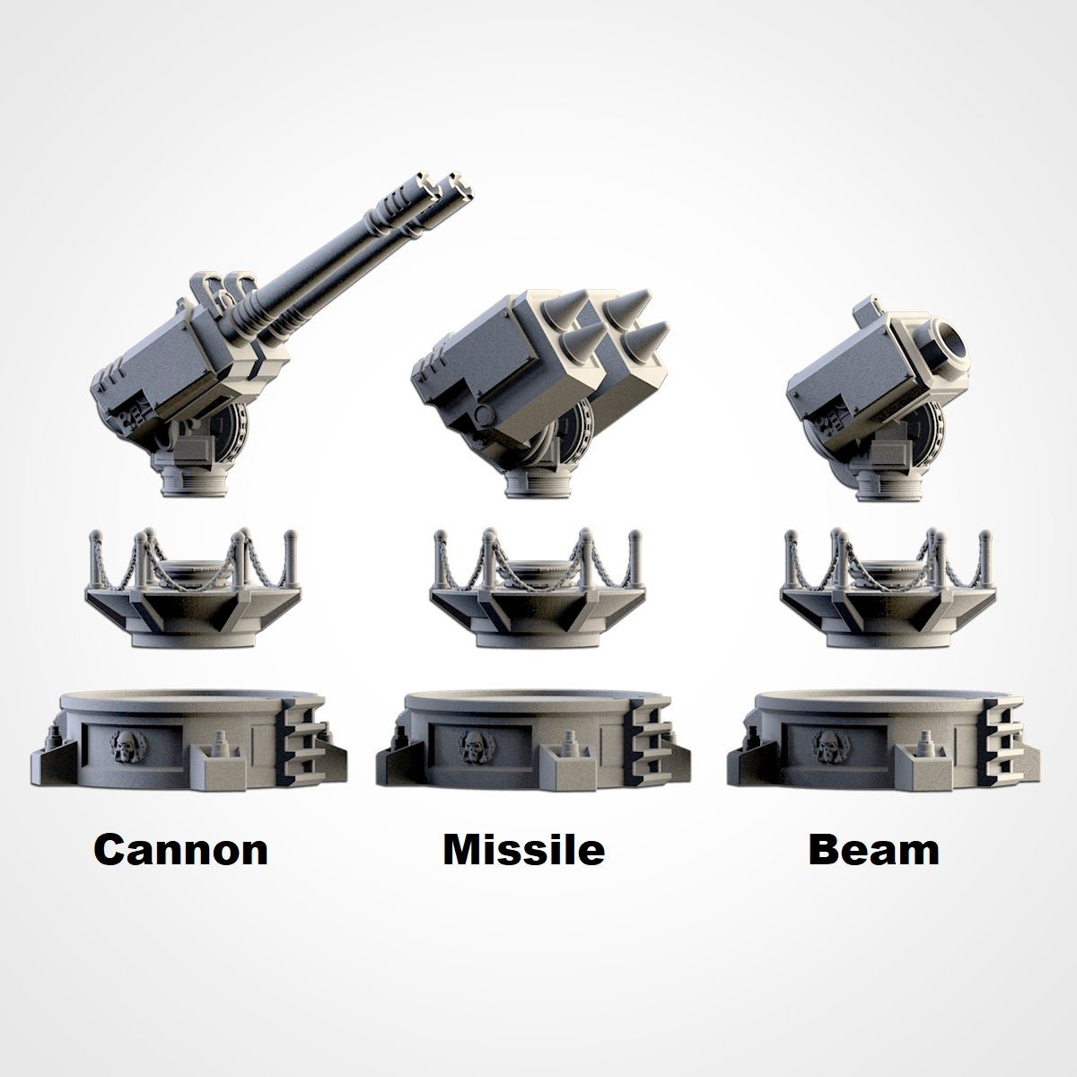Anti-Aircraft Weapons - Scifi Terrain - 3D Printed PLA Plastic - Sigmarite Boutique