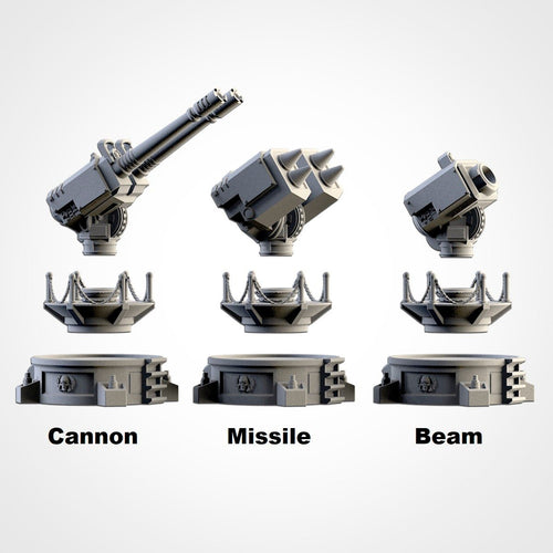 Anti-Aircraft Weapons - Scifi Terrain - 3D Printed PLA Plastic - Sigmarite Boutique