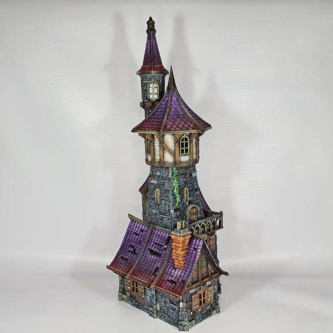 Apothecary's Tower - Medieval Wizard Tower Terrain - Multi-Level 28mm Fantasy Terrain with Playable Interior - Sigmarite Boutique