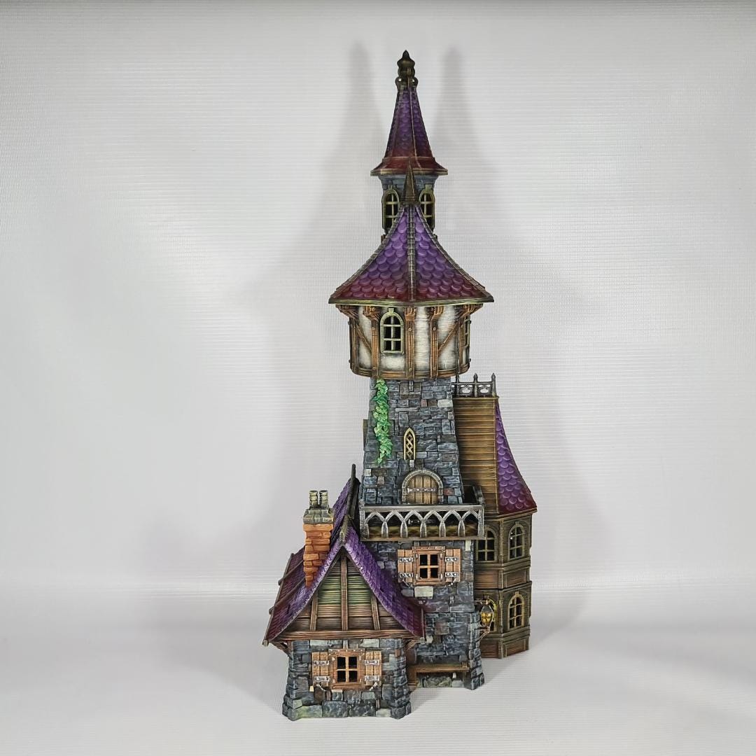 Apothecary's Tower - Medieval Wizard Tower Terrain - Multi-Level 28mm Fantasy Terrain with Playable Interior - Sigmarite Boutique