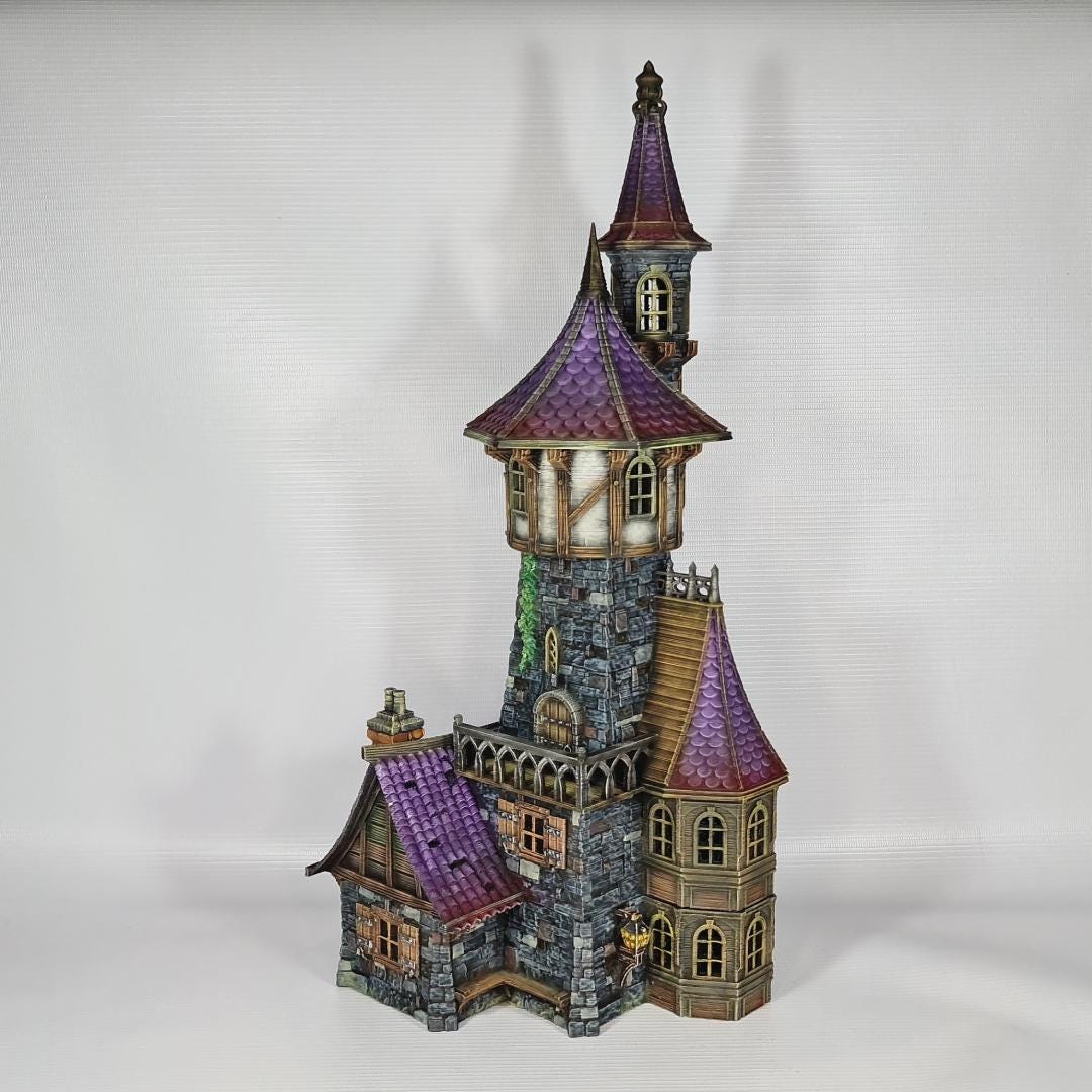 Apothecary's Tower - Medieval Wizard Tower Terrain - Multi-Level 28mm Fantasy Terrain with Playable Interior - Sigmarite Boutique
