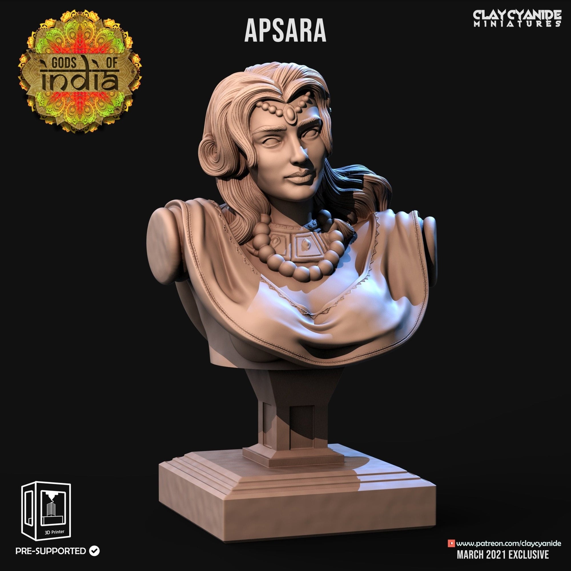 Apsara Bust - Gods of India - Clay Cyanide - Sigmarite Boutique