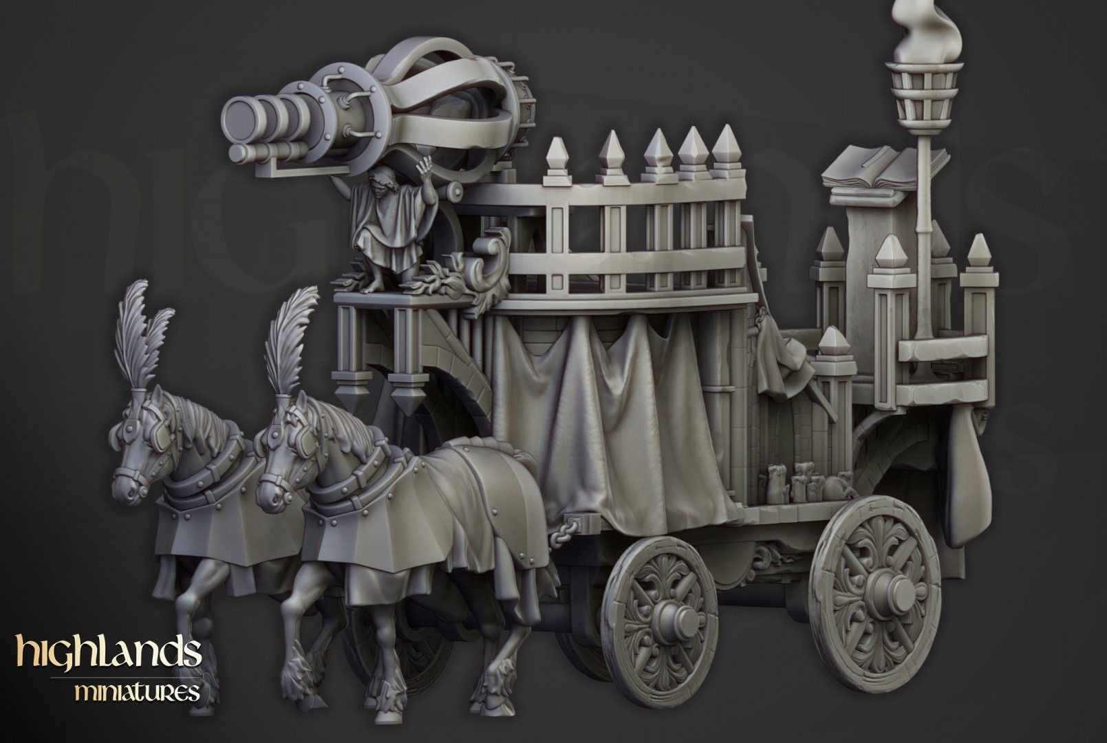 Arcane Cannon on Chariot - Highlands Miniatures - Sigmarite Boutique