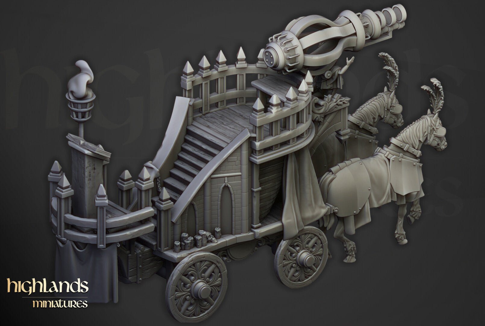 Arcane Cannon on Chariot - Highlands Miniatures - Sigmarite Boutique