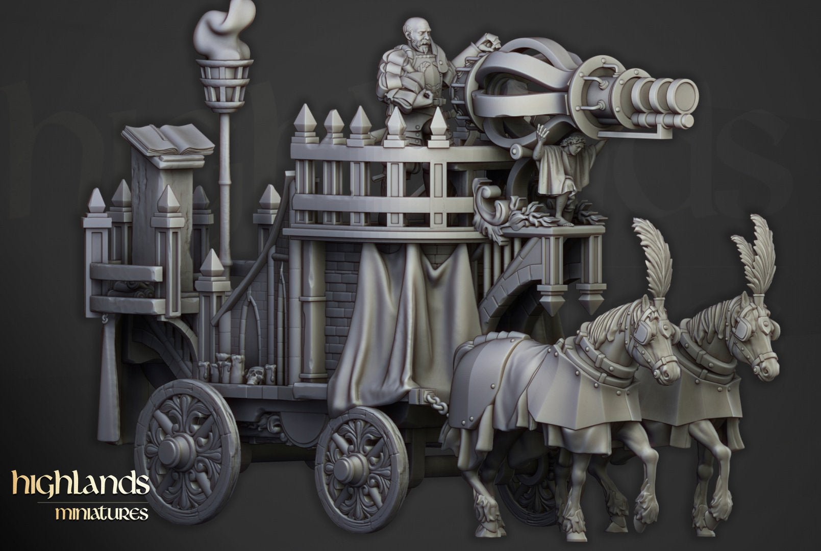 Arcane Cannon on Chariot - Highlands Miniatures - Sigmarite Boutique