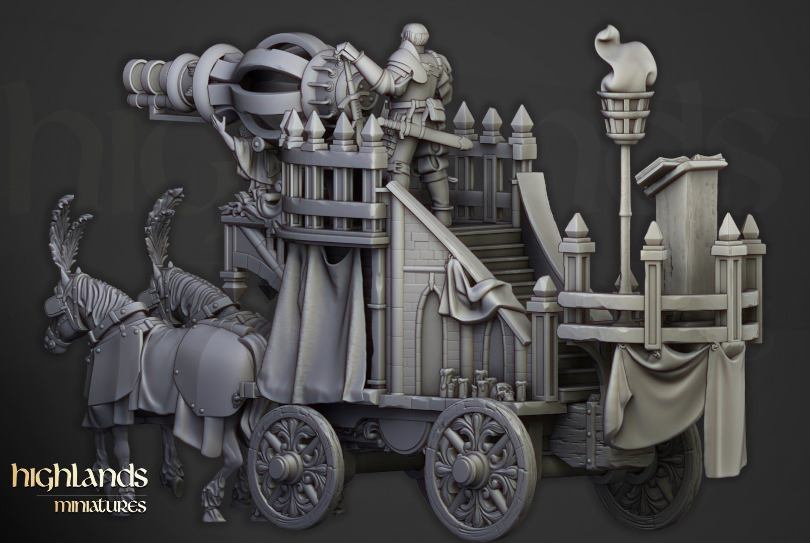 Arcane Cannon on Chariot - Highlands Miniatures - Sigmarite Boutique