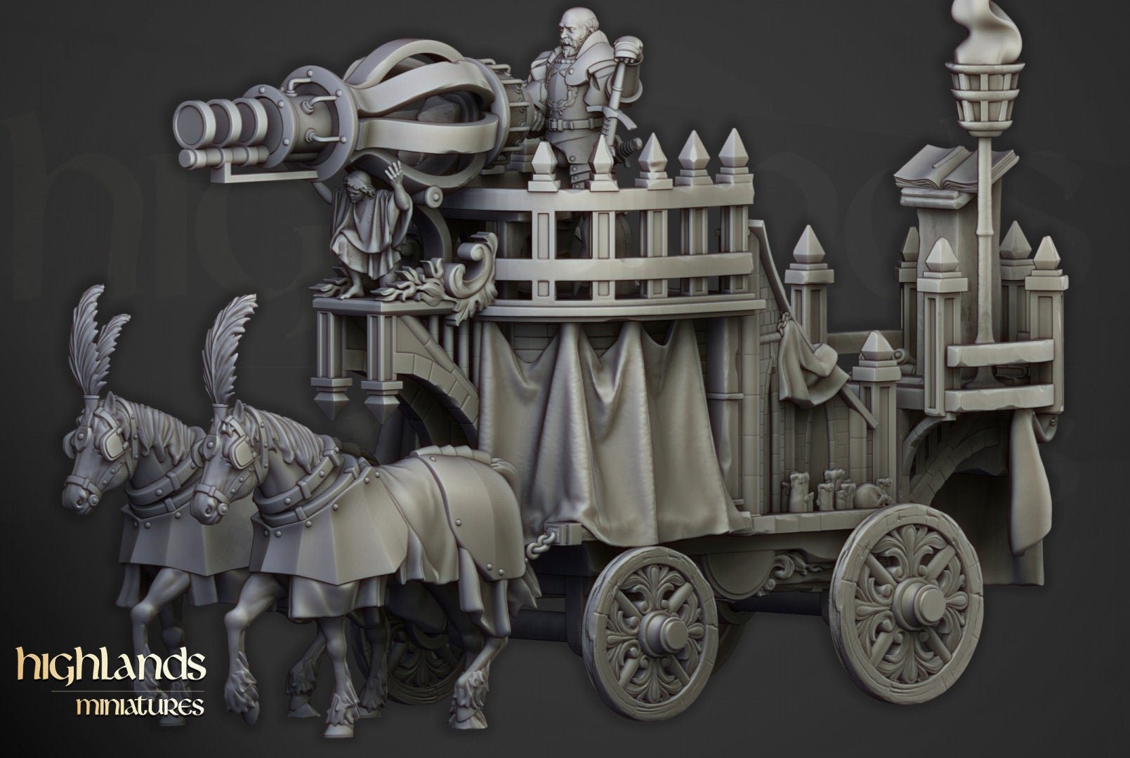 Arcane Cannon on Chariot - Highlands Miniatures - Sigmarite Boutique