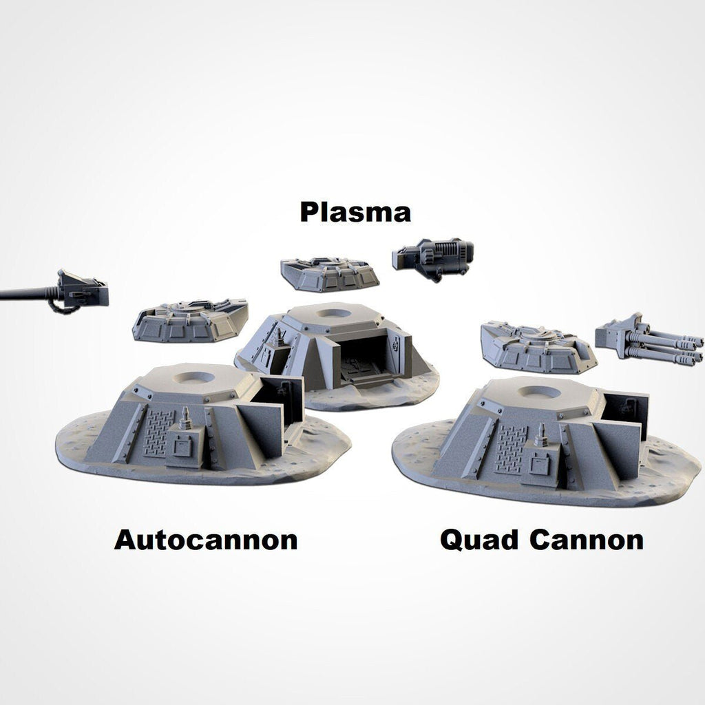 Armed Bunkers - Scifi Terrain - 3D Printed PLA Plastic - Sigmarite Boutique
