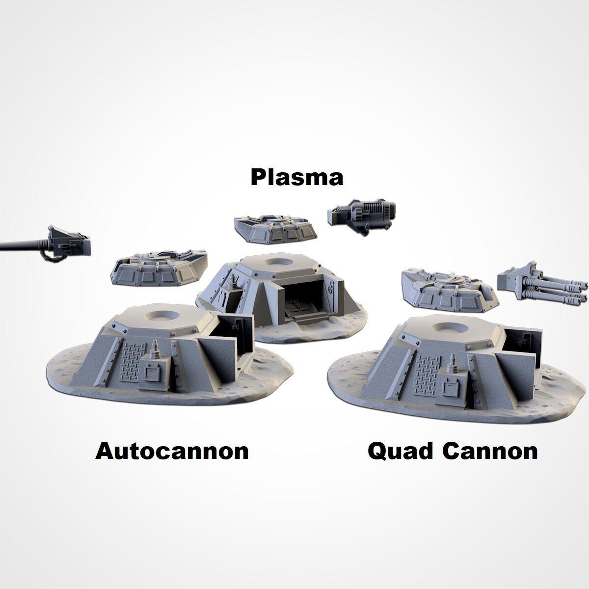 Armed Bunkers - Scifi Terrain - 3D Printed PLA Plastic - Sigmarite Boutique