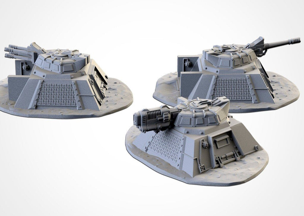 Armed Bunkers - Scifi Terrain - 3D Printed PLA Plastic - Sigmarite Boutique