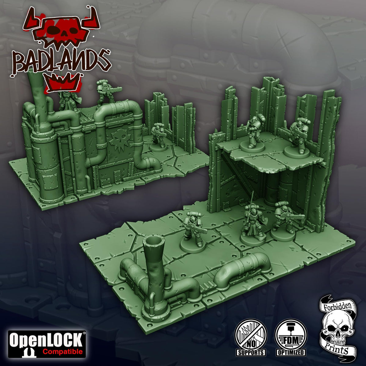 Badlands Terrain Set - 11th Edition Compatible Sci-Fi Terrain - Full Tournament Layout - Forbidden Prints - Sigmarite Boutique