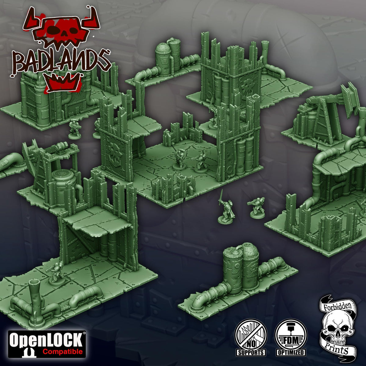 Badlands Terrain Set - 11th Edition Compatible Sci-Fi Terrain - Full Tournament Layout - Forbidden Prints - Sigmarite Boutique