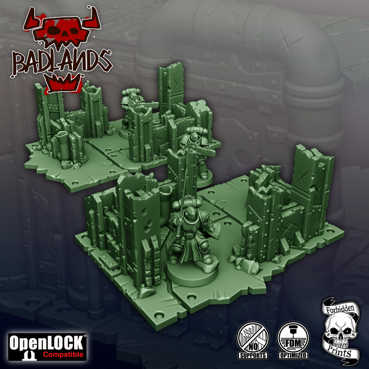 Badlands Terrain Set - 11th Edition Compatible Sci-Fi Terrain - Full Tournament Layout - Forbidden Prints - Sigmarite Boutique