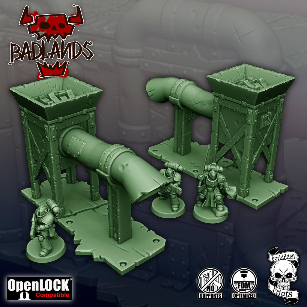 Badlands Terrain Set - 11th Edition Compatible Sci-Fi Terrain - Full Tournament Layout - Forbidden Prints - Sigmarite Boutique