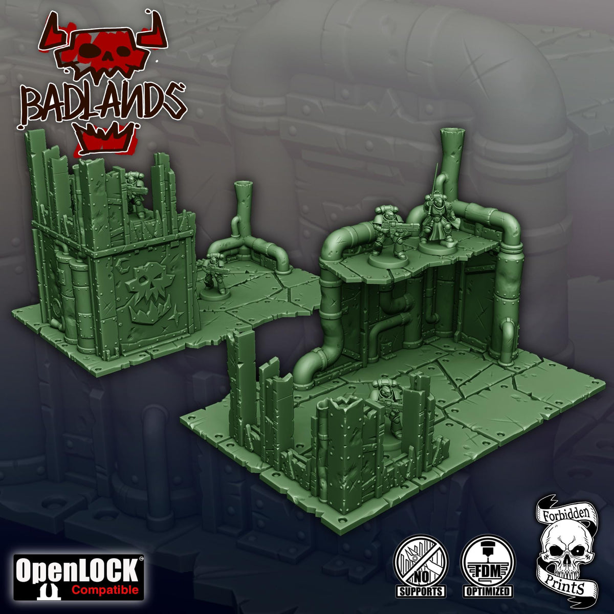 Badlands Terrain Set - 11th Edition Compatible Sci-Fi Terrain - Full Tournament Layout - Forbidden Prints - Sigmarite Boutique