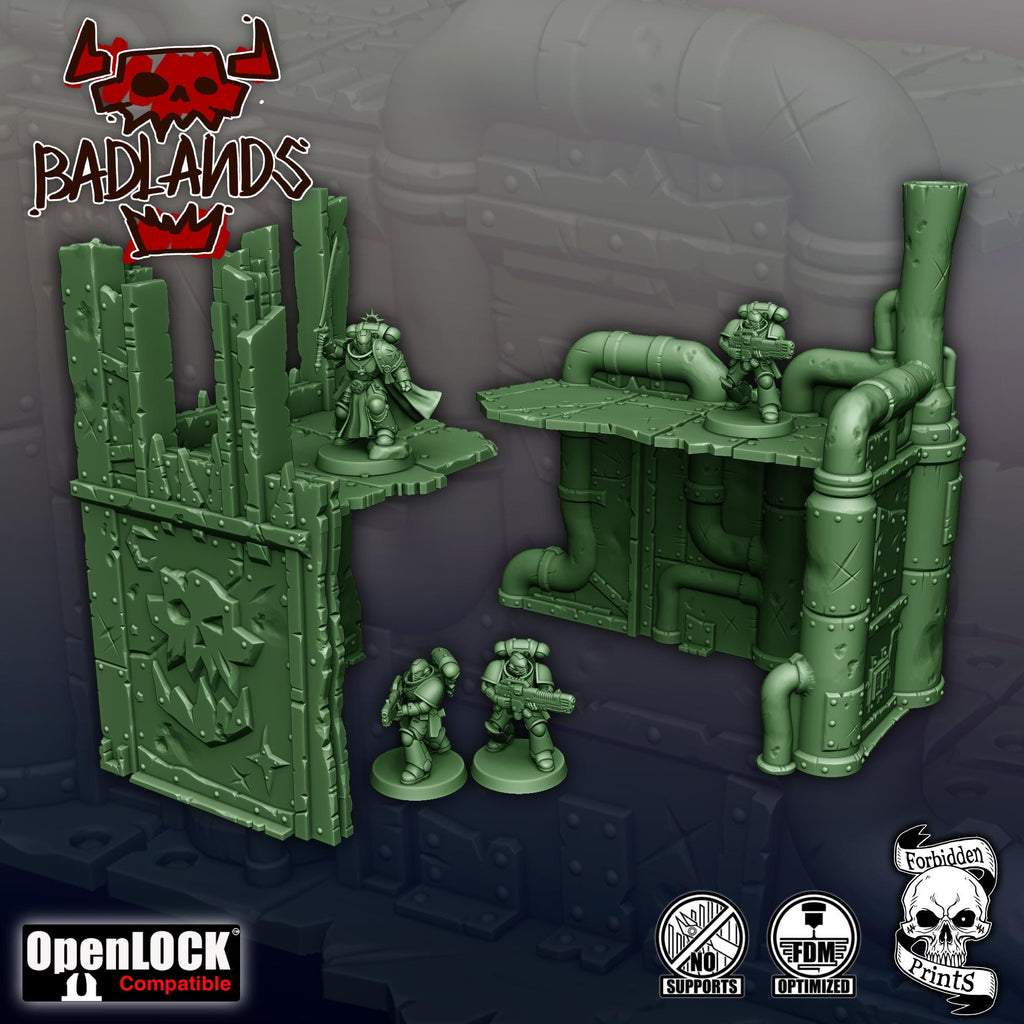 Badlands Terrain Set - 11th Edition Compatible Sci-Fi Terrain - Full Tournament Layout - Forbidden Prints - Sigmarite Boutique