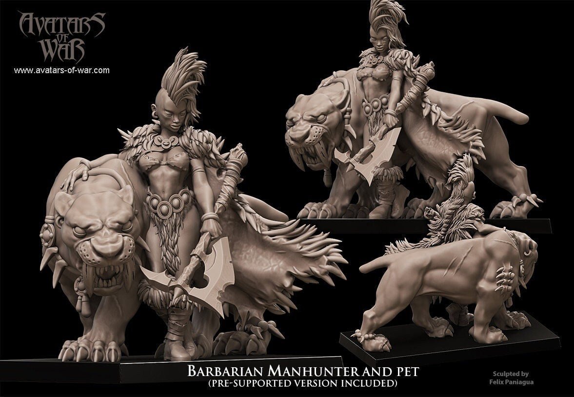 Barbarian Manhunter with Pet - Avatars of War - Sigmarite Boutique