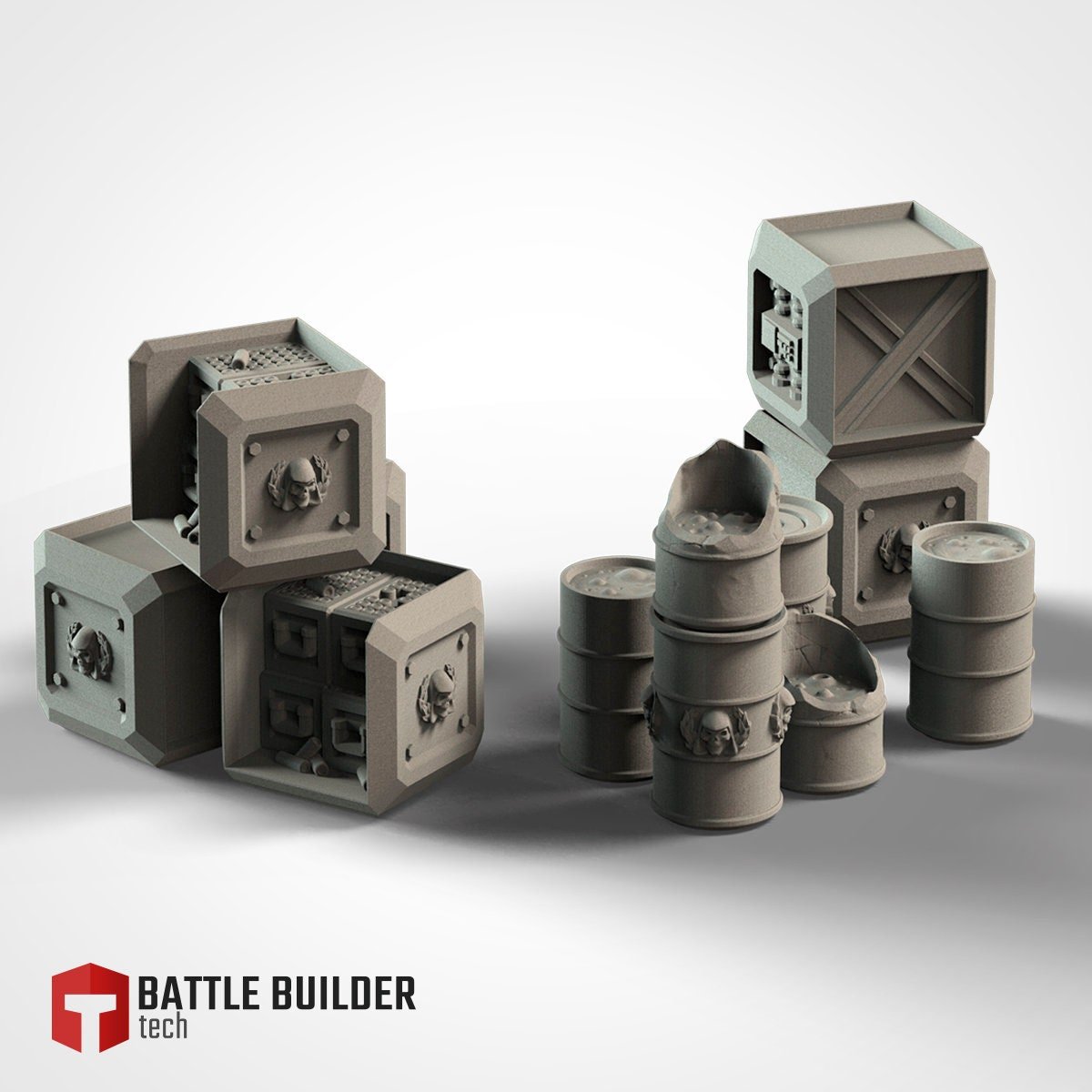 Barrels and Cubes - Scifi Terrain - 3D Printed PLA Plastic - Sigmarite Boutique