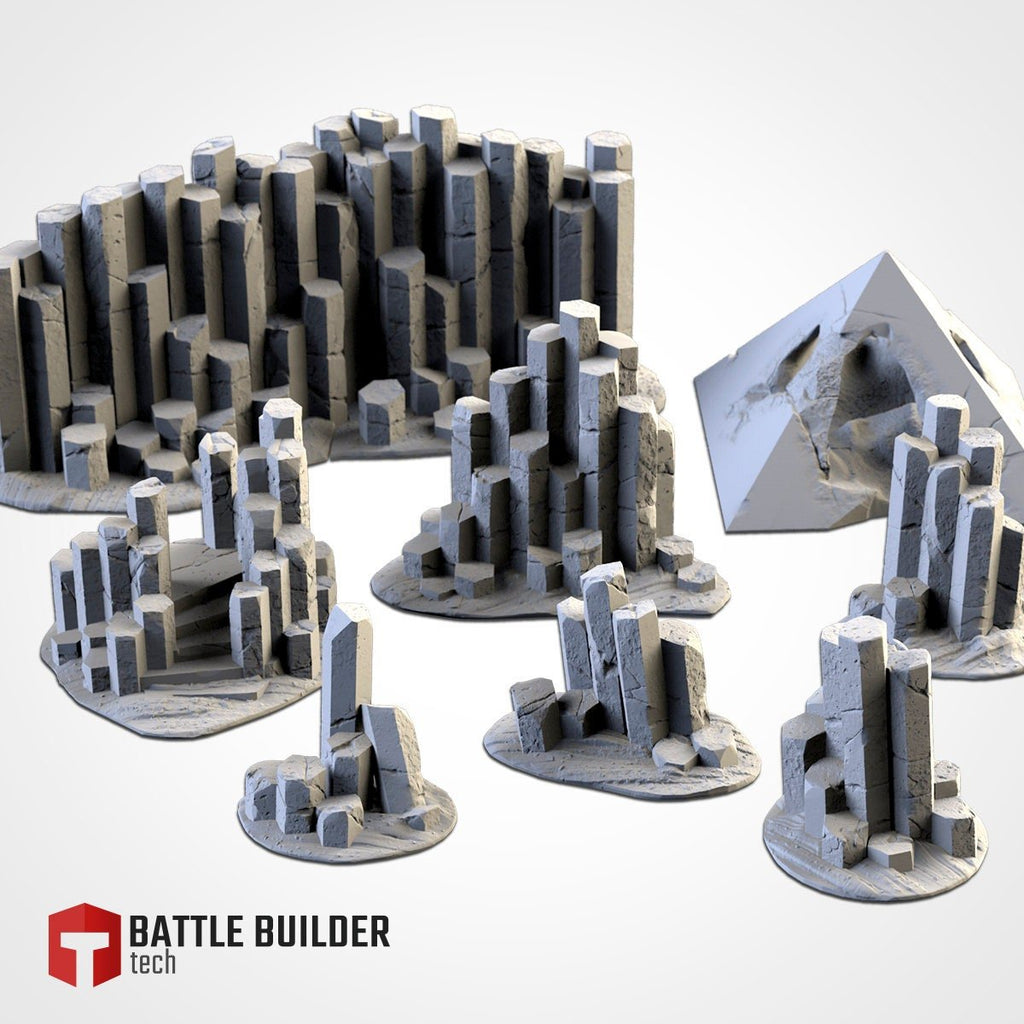 Basalt Outcroppings - Scifi Terrain - 3D Printed PLA Plastic - Sigmarite Boutique