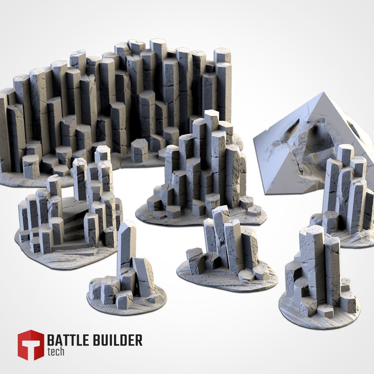 Basalt Outcroppings - Scifi Terrain - 3D Printed PLA Plastic - Sigmarite Boutique
