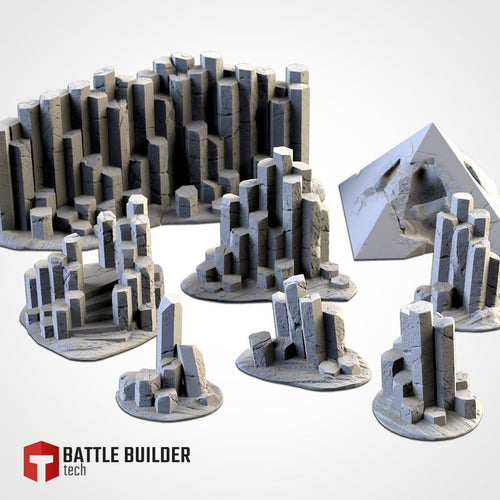 Basalt Outcroppings - Scifi Terrain - 3D Printed PLA Plastic - Sigmarite Boutique