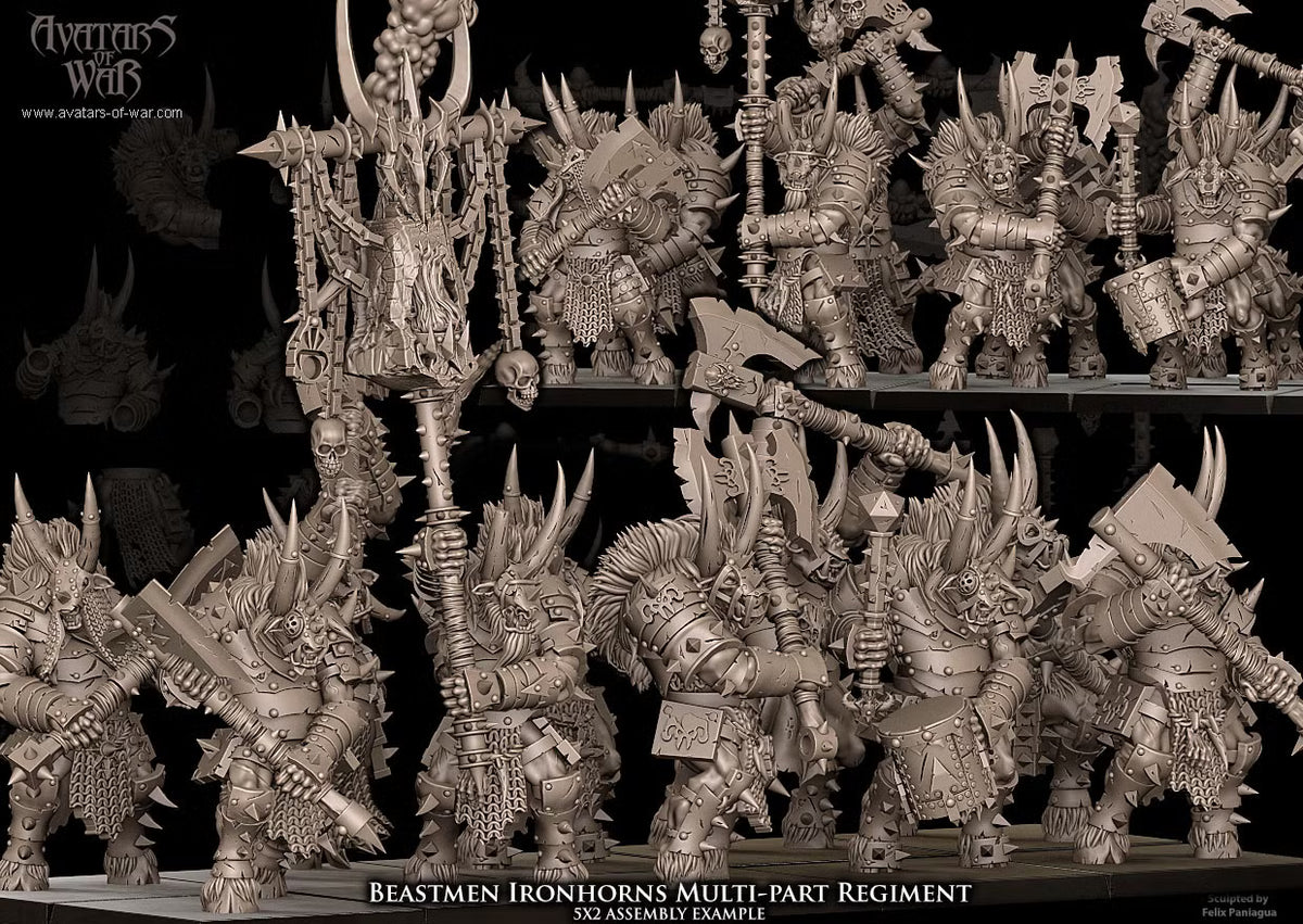 Beastmen Ironhorns - Multipart Fantasy Miniatures - Avatars of War