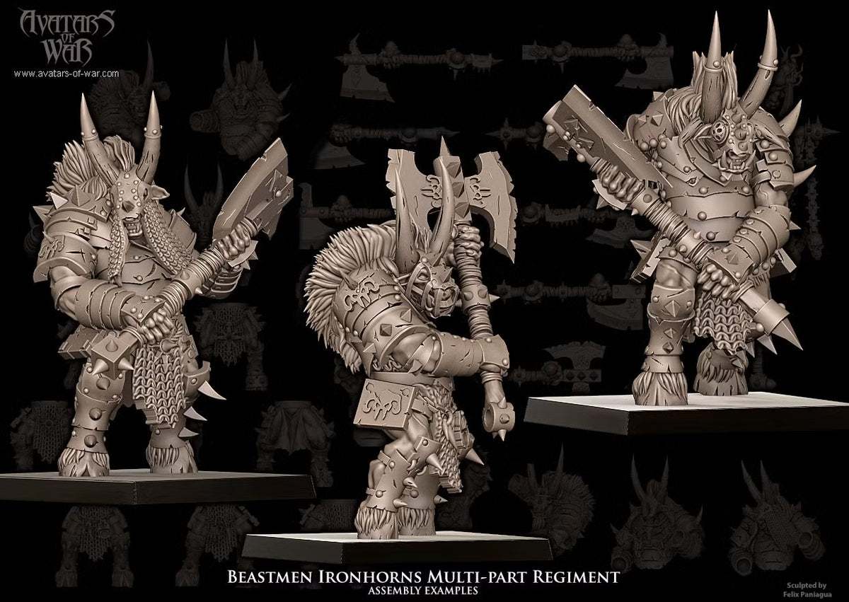 Beastmen Ironhorns - Multipart Fantasy Miniatures - Avatars of War