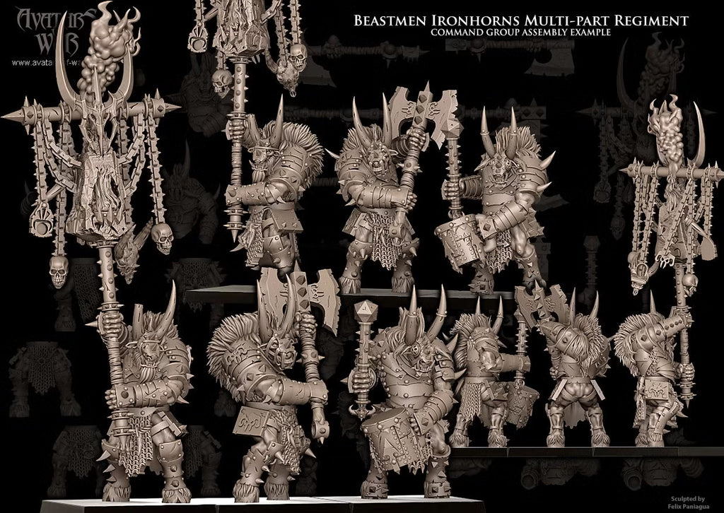 Beastmen Ironhorns - Multipart Fantasy Miniatures - Avatars of War