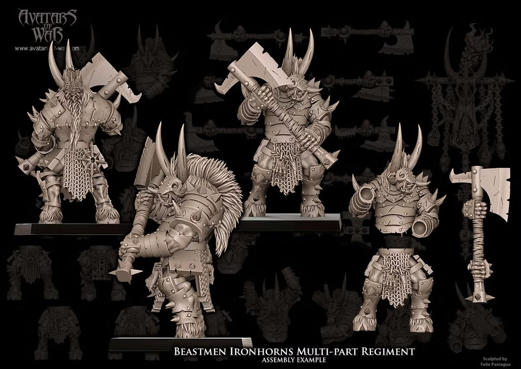 Beastmen Ironhorns - Multipart Fantasy Miniatures - Avatars of War