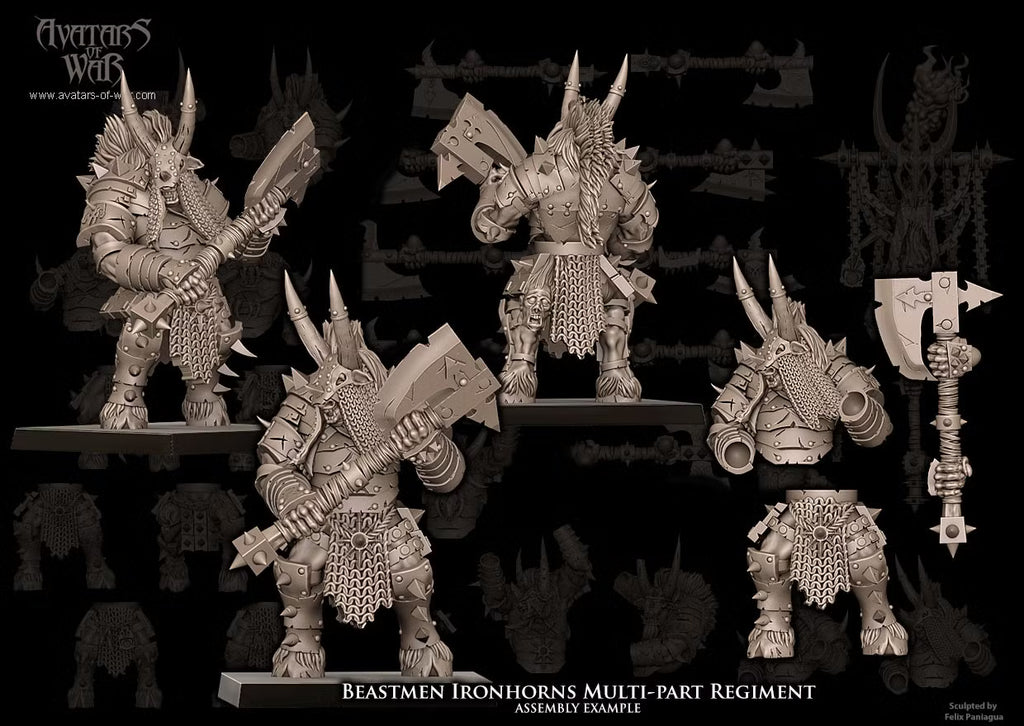 Beastmen Ironhorns - Multipart Fantasy Miniatures - Avatars of War