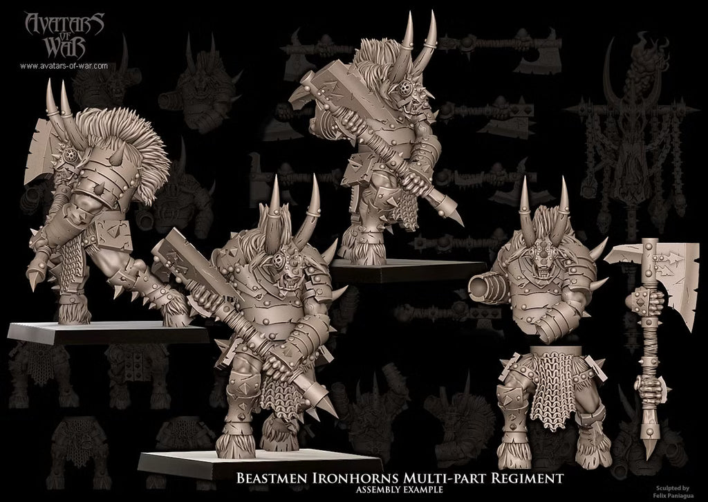 Beastmen Ironhorns - Multipart Fantasy Miniatures - Avatars of War