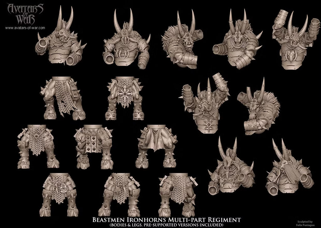 Beastmen Ironhorns - Multipart Fantasy Miniatures - Avatars of War