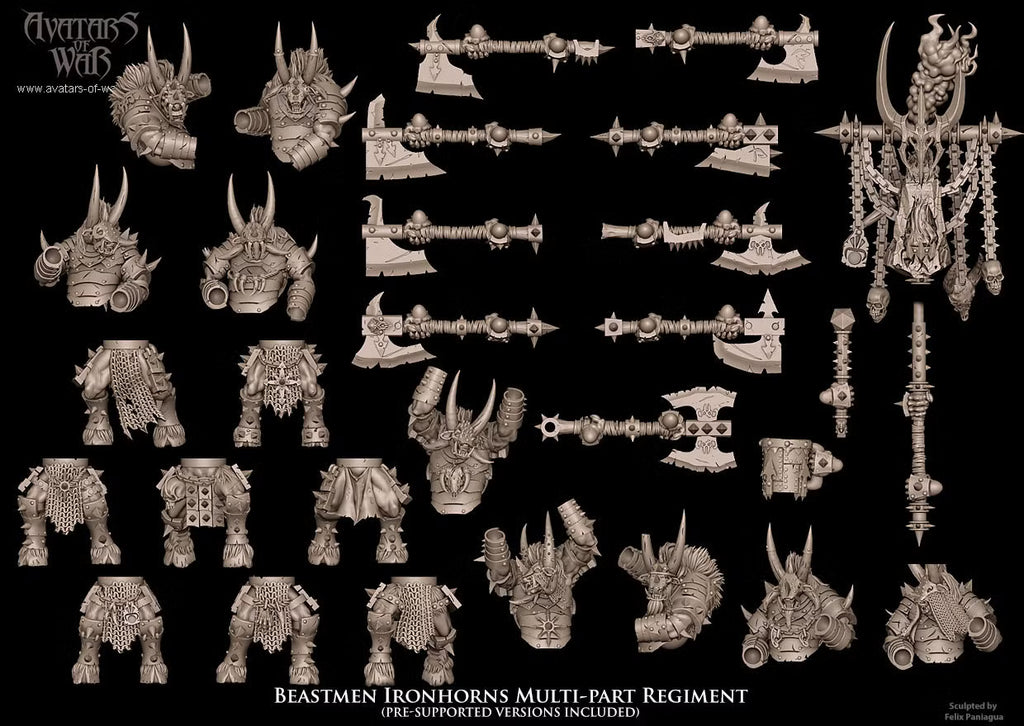 Beastmen Ironhorns - Multipart Fantasy Miniatures - Avatars of War