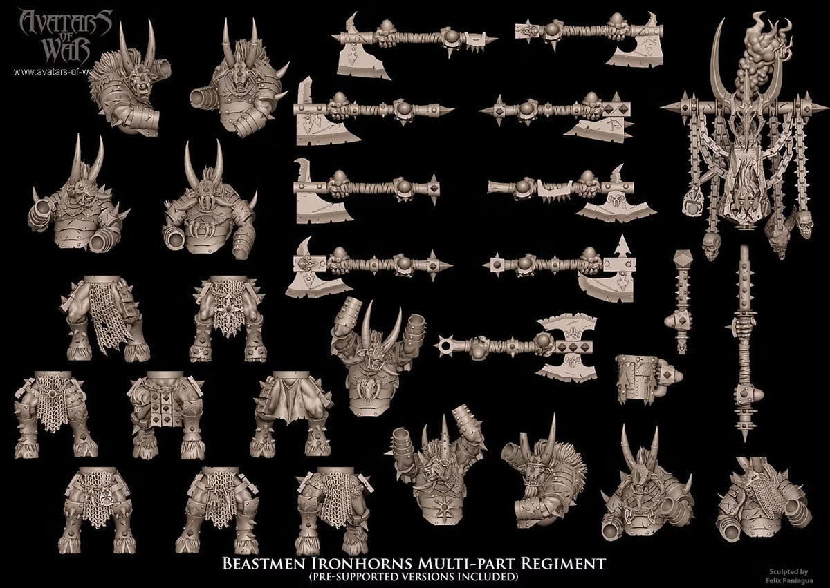 Beastmen Ironhorns - Multipart Fantasy Miniatures - Avatars of War