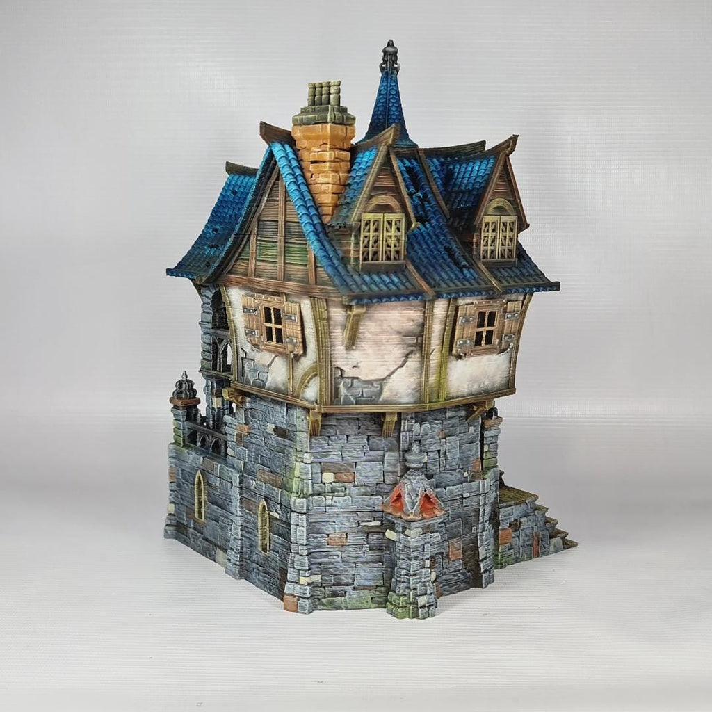 Blackstone House - Medieval Fantasy House Terrain - Multi-Level 28mm Building with Playable Interior - Sigmarite Boutique