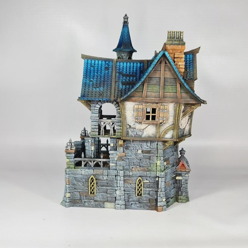 Blackstone House - Medieval Fantasy House Terrain - Multi-Level 28mm Building with Playable Interior - Sigmarite Boutique