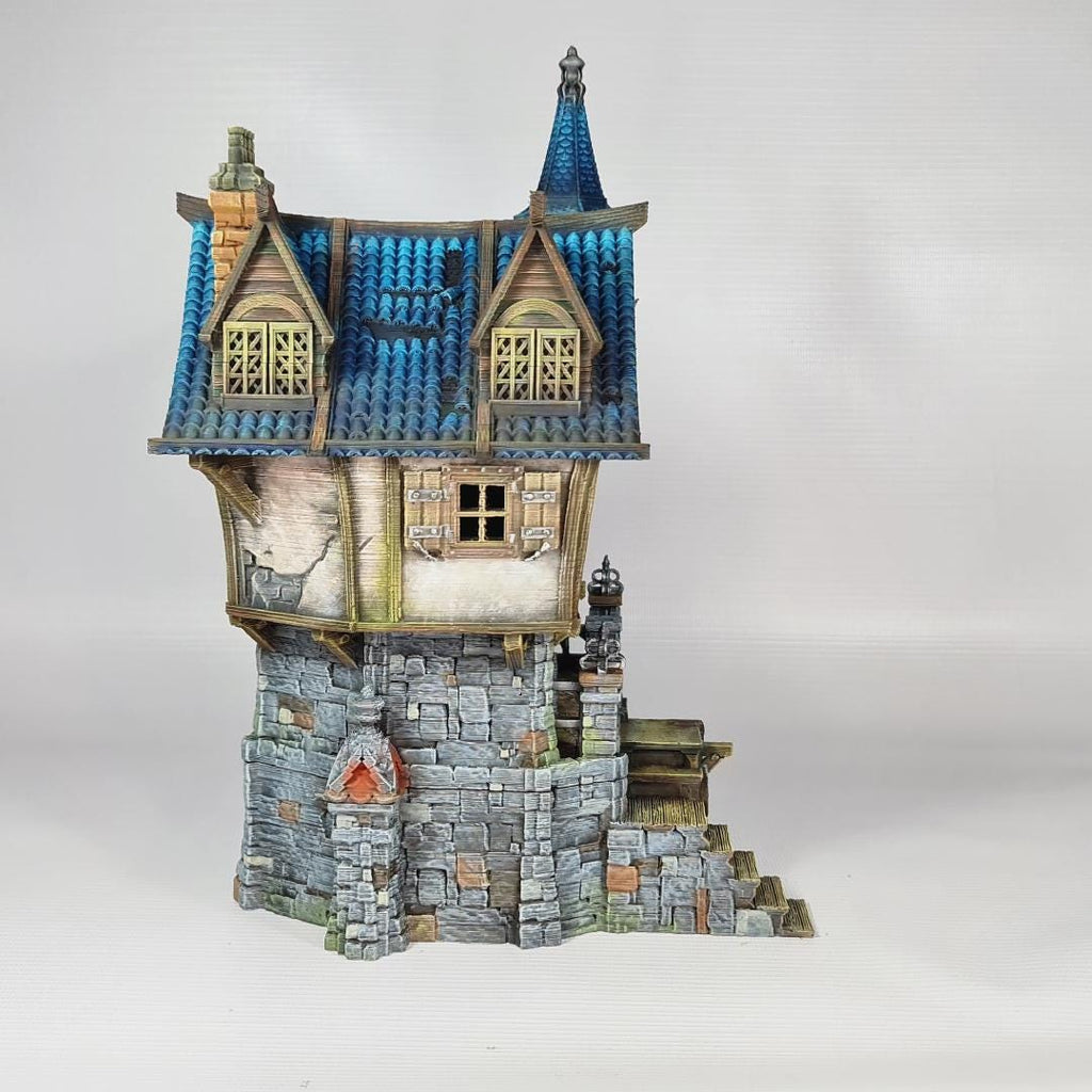 Blackstone House - Medieval Fantasy House Terrain - Multi-Level 28mm Building with Playable Interior - Sigmarite Boutique
