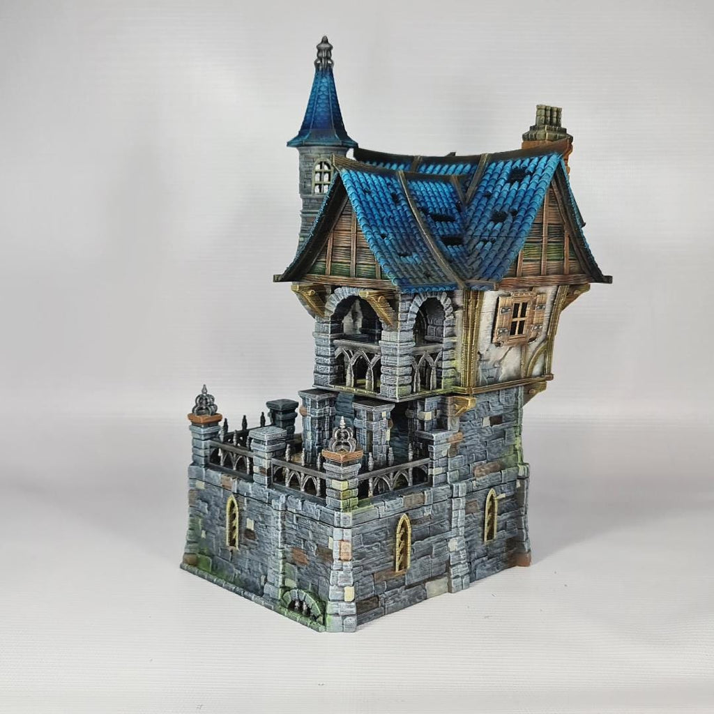 Blackstone House - Medieval Fantasy House Terrain - Multi-Level 28mm Building with Playable Interior - Sigmarite Boutique