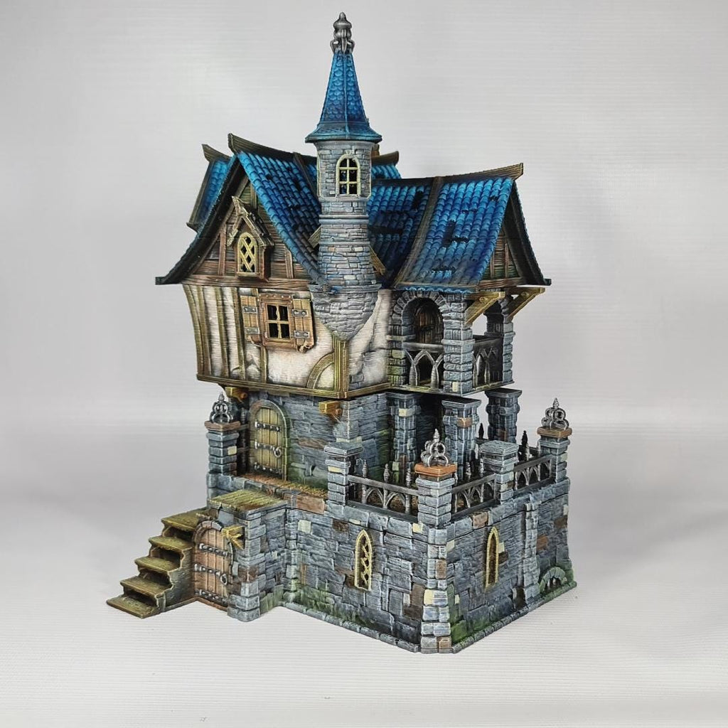 Blackstone House - Medieval Fantasy House Terrain - Multi-Level 28mm Building with Playable Interior - Sigmarite Boutique
