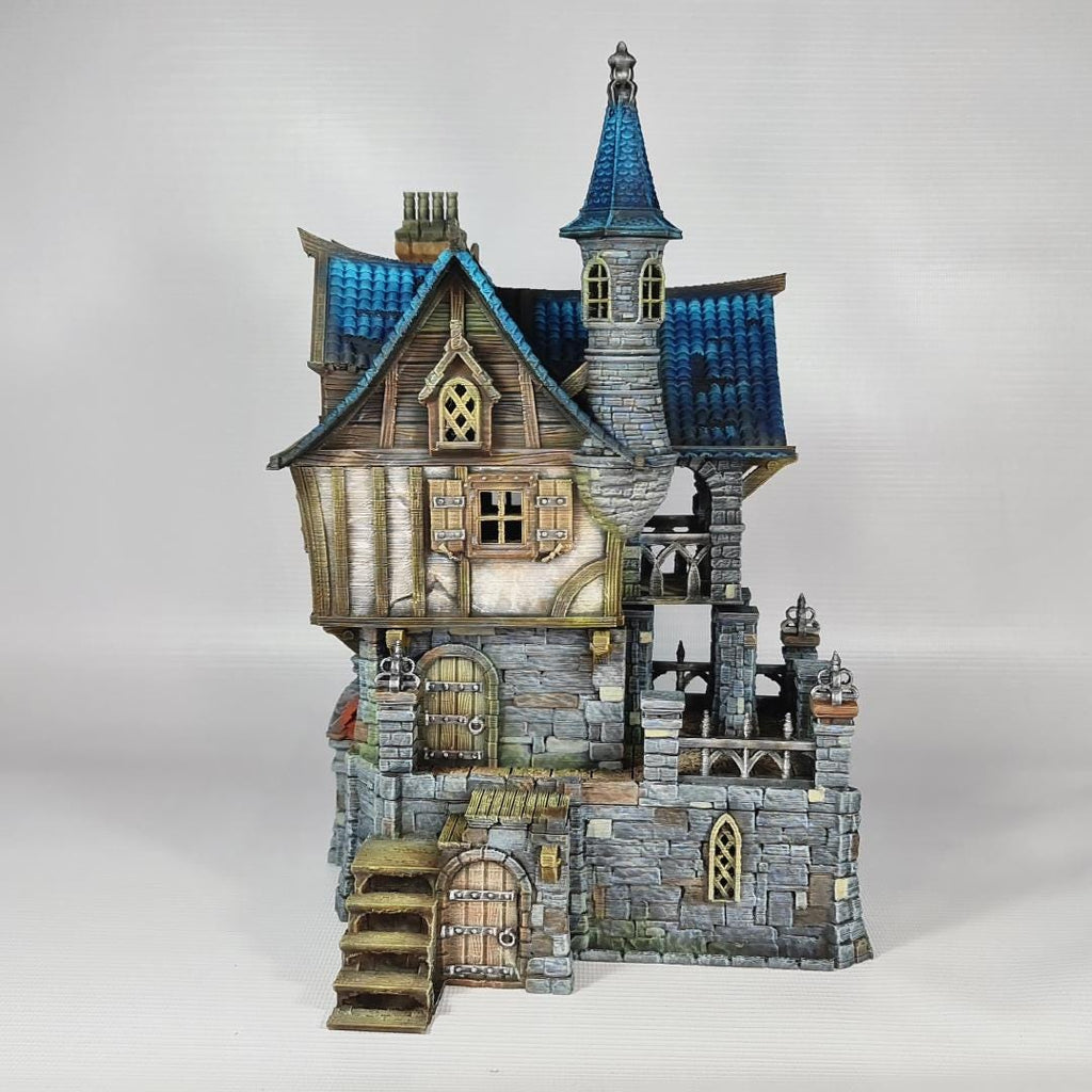 Blackstone House - Medieval Fantasy House Terrain - Multi-Level 28mm Building with Playable Interior - Sigmarite Boutique