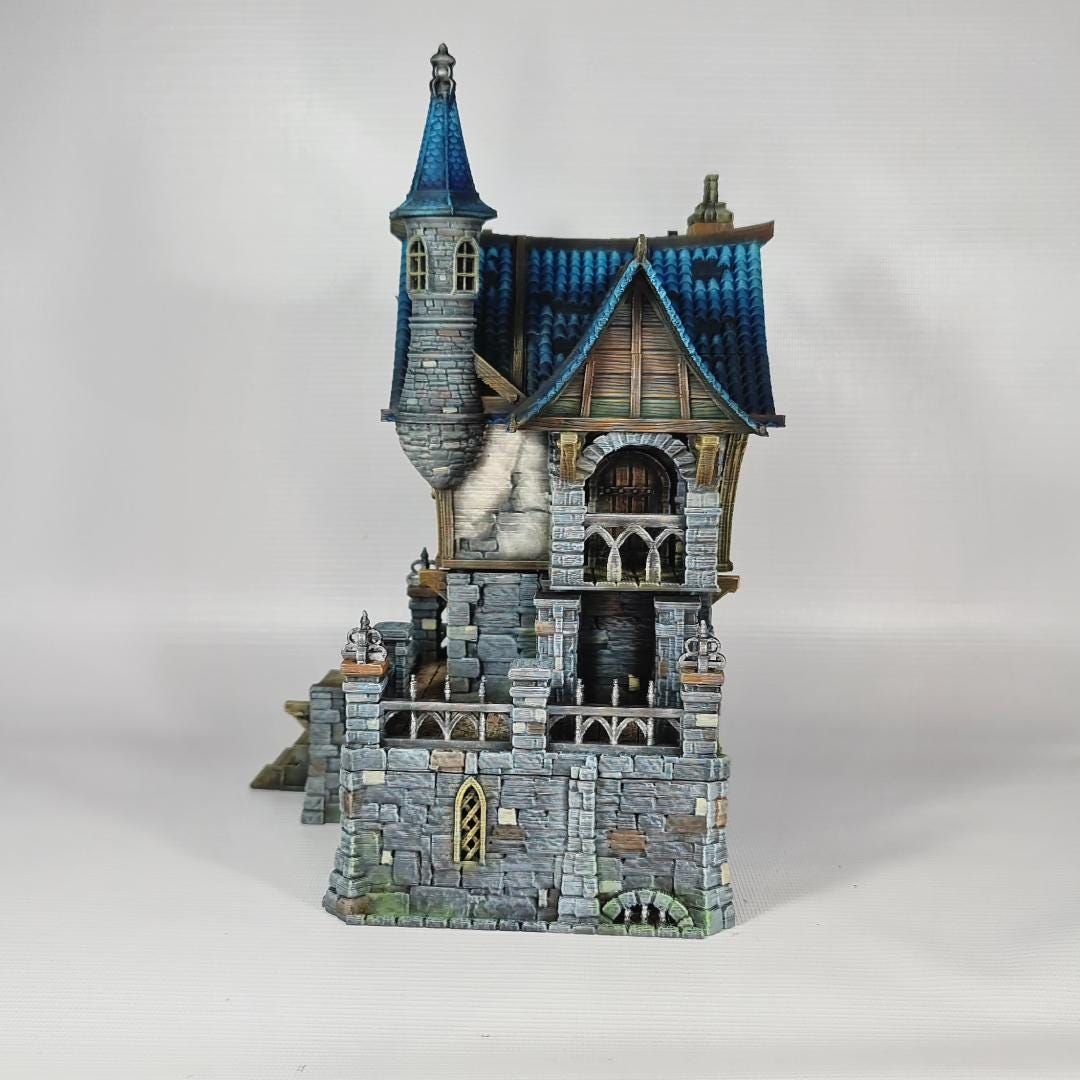 Blackstone House - Medieval Fantasy House Terrain - Multi-Level 28mm Building with Playable Interior - Sigmarite Boutique