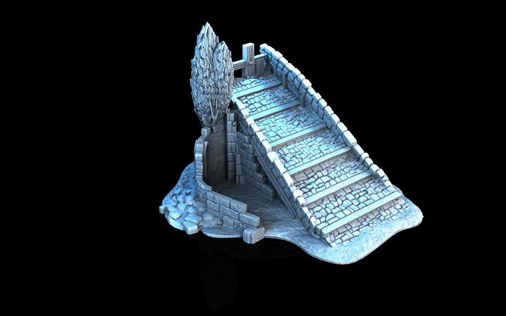 Bridge Half - Medieval Ruined Bridge Terrain for RPGs and Wargaming - Sigmarite Boutique