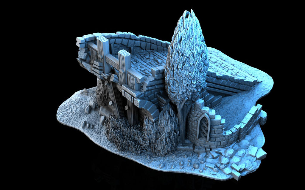 Bridge Half - Medieval Ruined Bridge Terrain for RPGs and Wargaming - Sigmarite Boutique