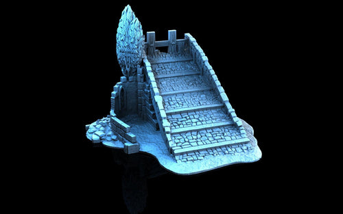 Bridge Half - Medieval Ruined Bridge Terrain for RPGs and Wargaming - Sigmarite Boutique