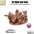 British 25-Pounder Field Gun Team - WWII Artillery with Crew - 3D Printed Resin Miniatures in 6mm, 10mm, 15mm, and 20mm Scale - Eskice - Sigmarite Boutique