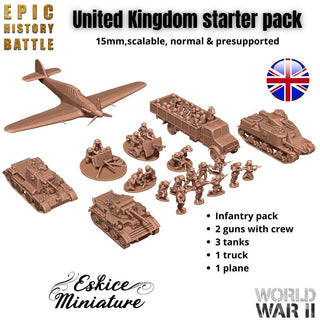 British WWII Starter Army - 3D Printed Resin Miniatures in 6mm, 10mm, 15mm, and 20mm Scale - Eskice Miniatures - Sigmarite Boutique