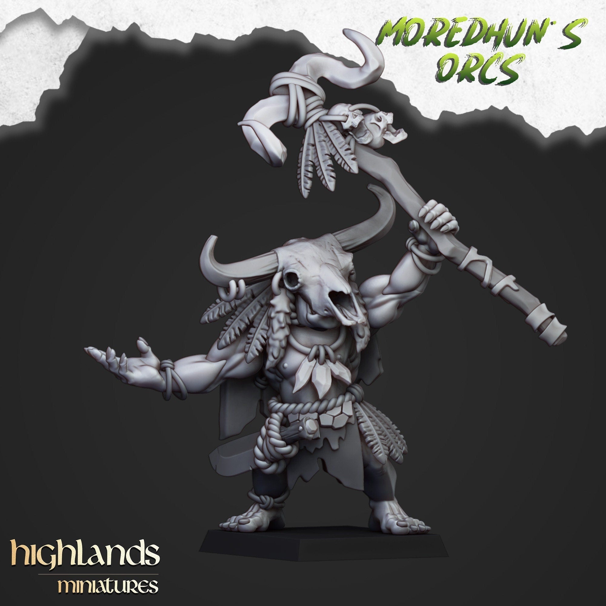 Cave Orc Shaman - Moredhun's Orcs - Highlands Miniatures - Sigmarite Boutique